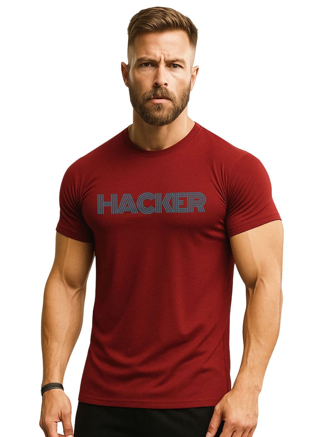 3Colors Men Moisture Wicking Typography Printed Round Neck T-shirt - view 1