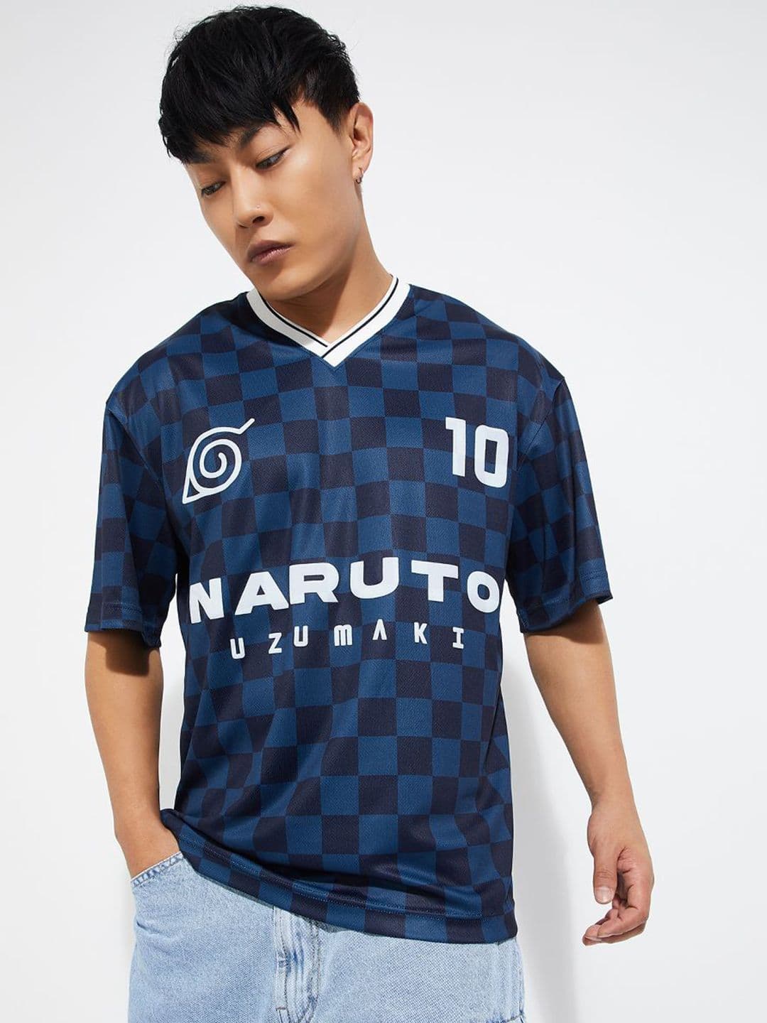 max Typography Printed V-Neck Drop-Shoulder Sleeves Oversized T-Shirt - view 1