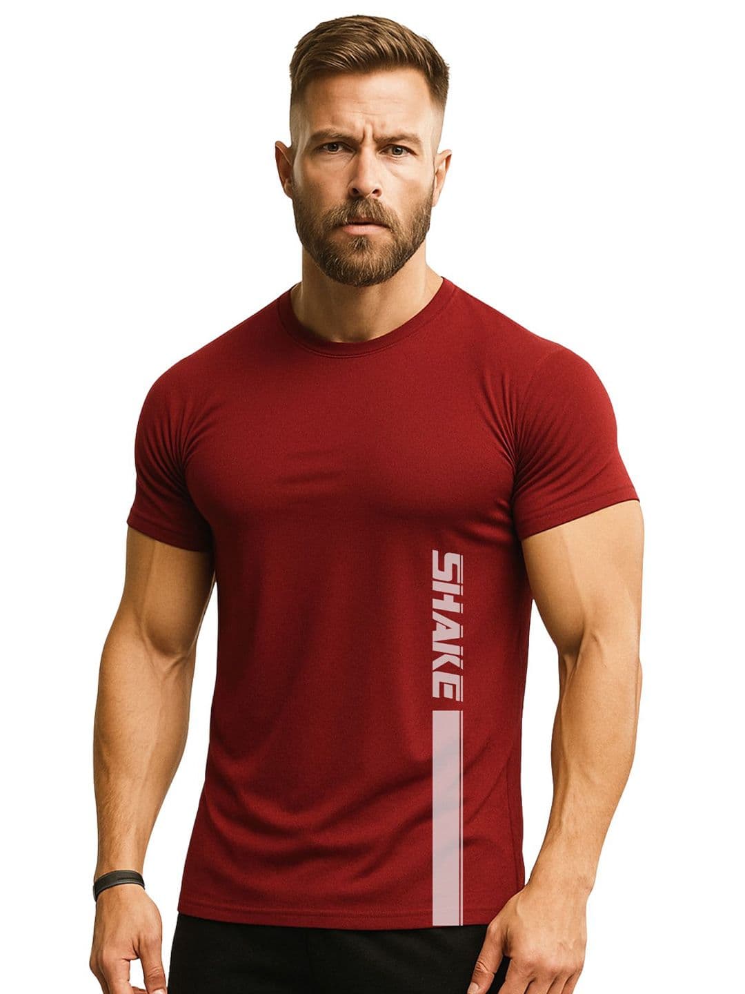 3Colors Men's Maroon Typography Muscle Fit T-shirt - view 1