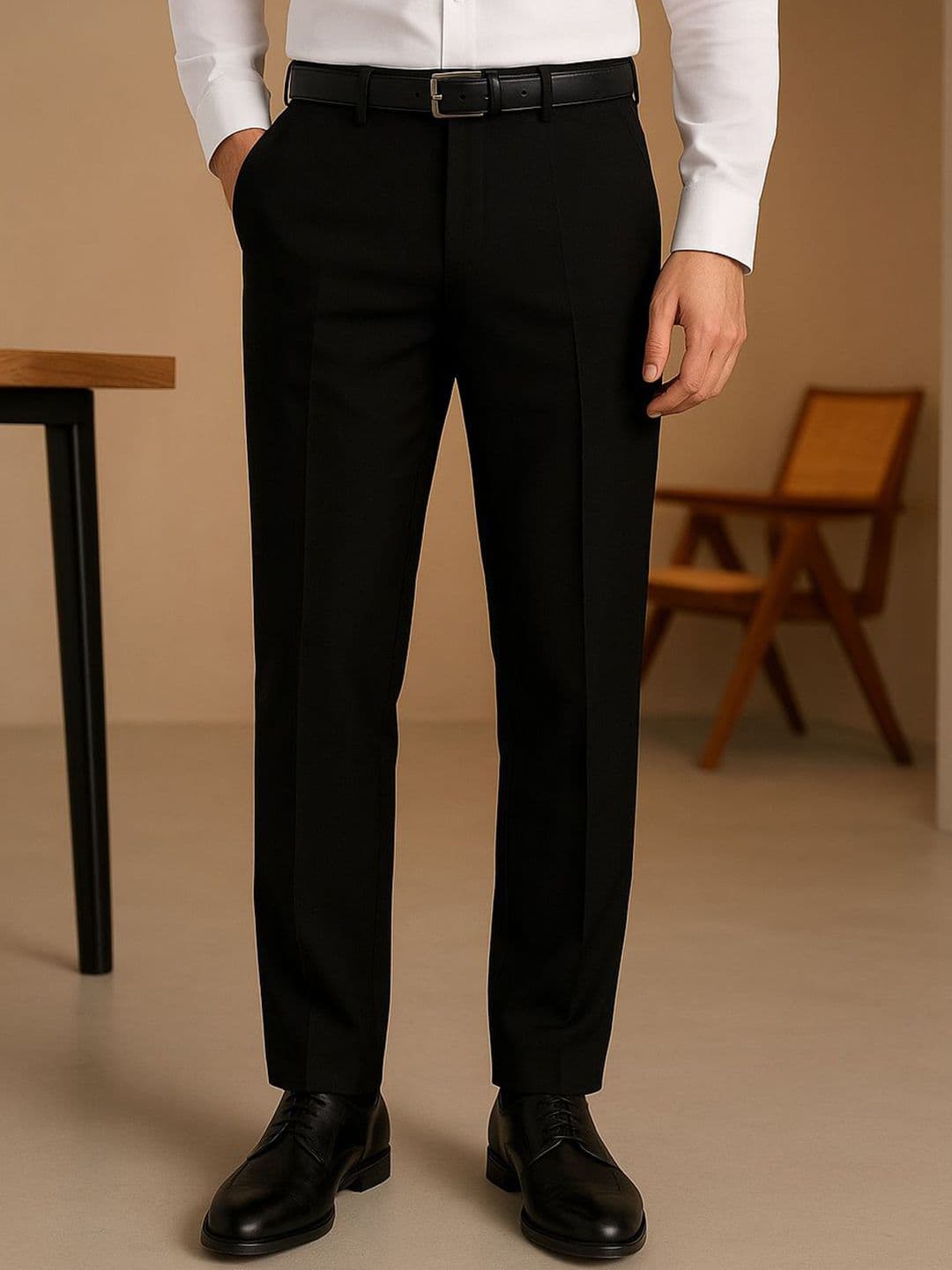 MANCREW Men Classic Mid Rise Regular Fit Cotton Formal Trousers - view 1