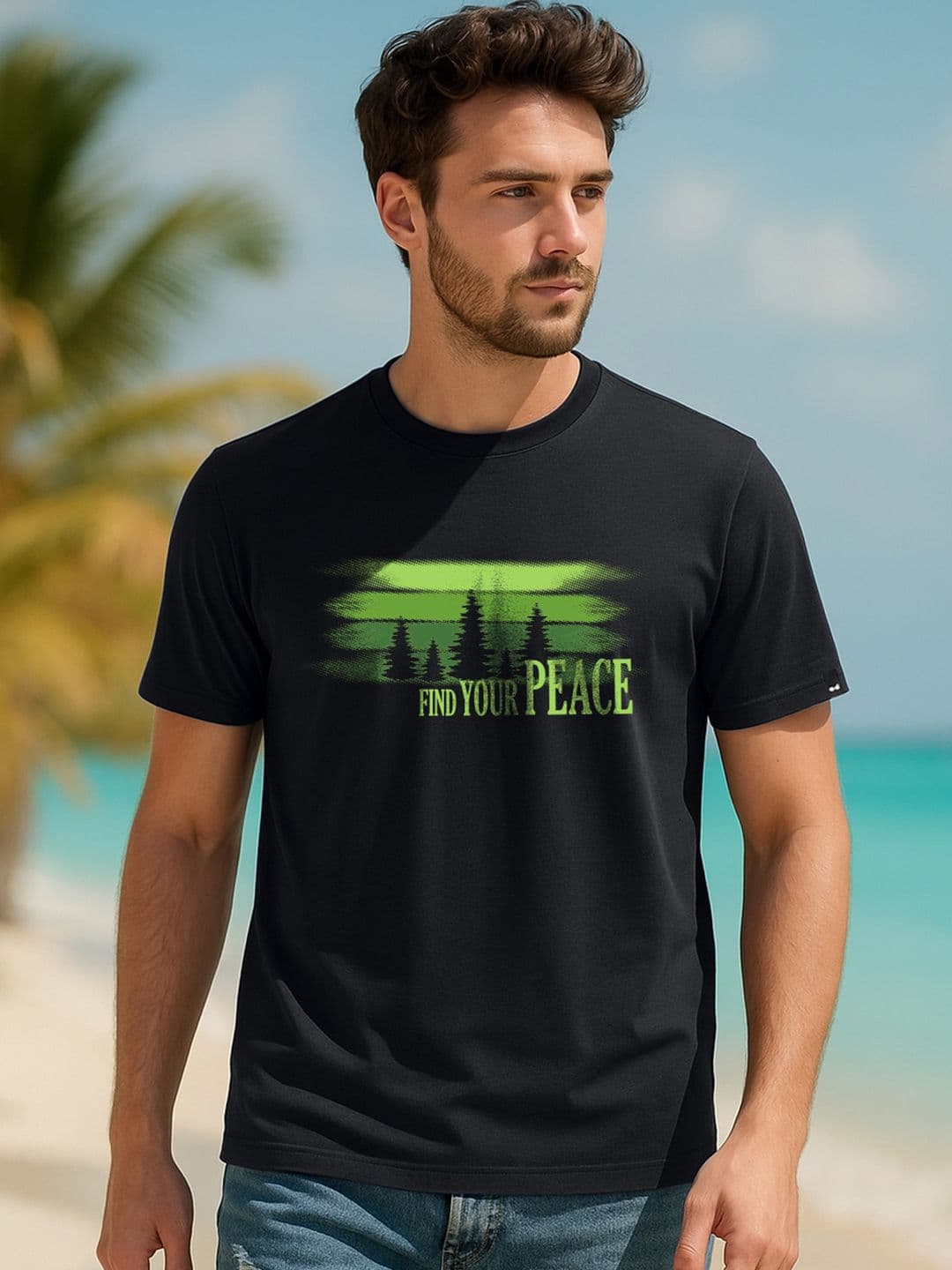 Bewakoof Men Jet Black Who Needs People Graphic Printed T-shirt - view 1