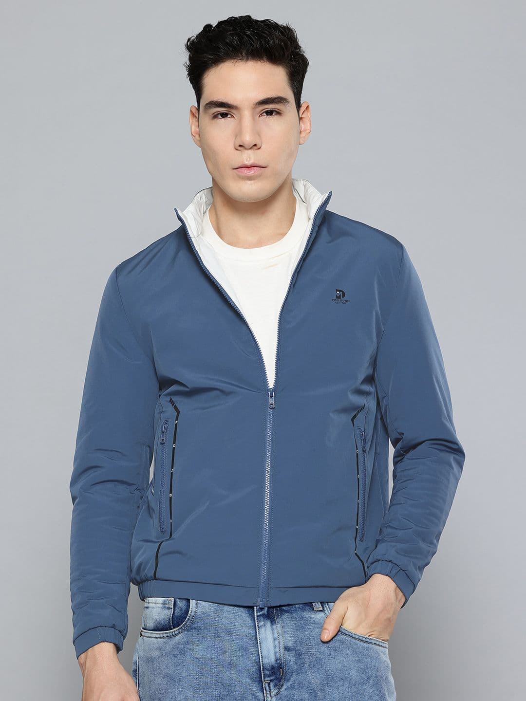 Fort Collins Solid Print Detailed Mock Collar Tailored Jacket - view 1