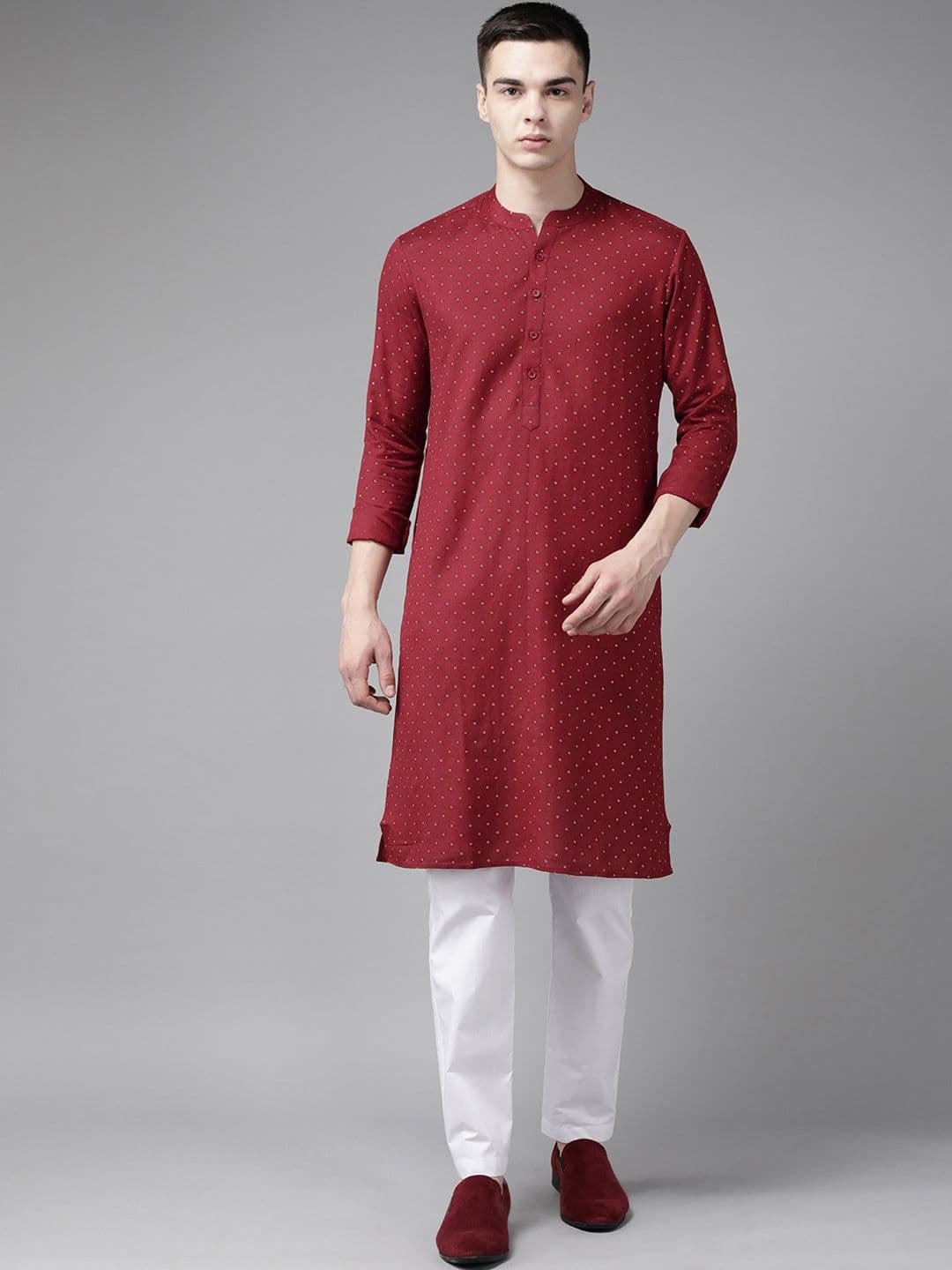 See Designs Bandhani Printed Band Collar Straight Kurta - view 1