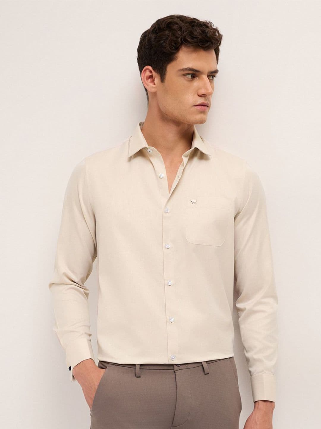 THE BEAR HOUSE Geometric Woven Design Tailored Fit Formal Shirt - view 1