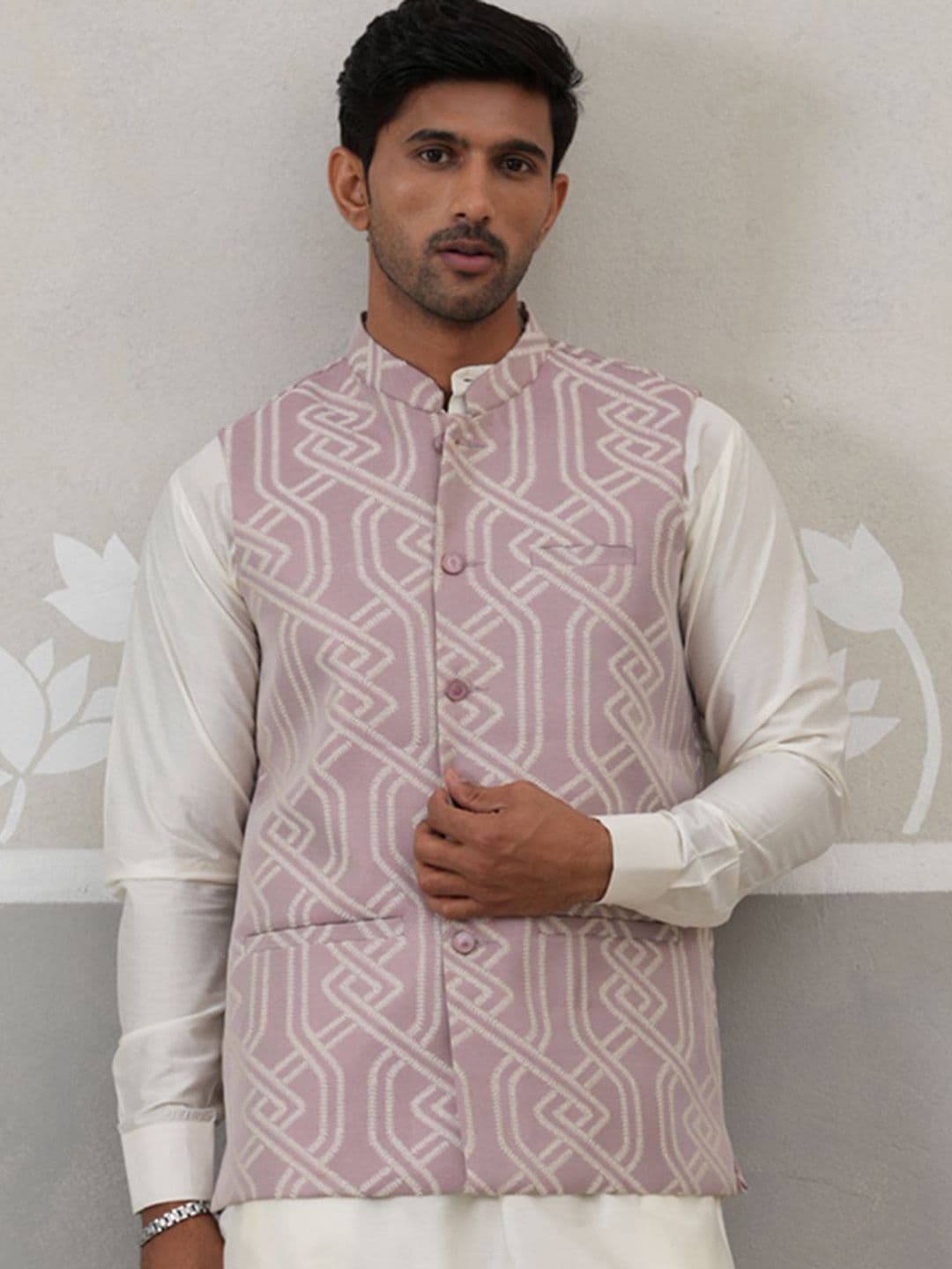 Jompers Embroidered Mandarin Collar Nehru Jacket - view 1