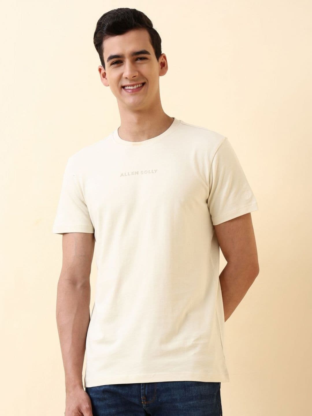Allen Solly Brand Logo Printed Short Sleeves Pure Cotton Slim Fit T-shirt - view 1