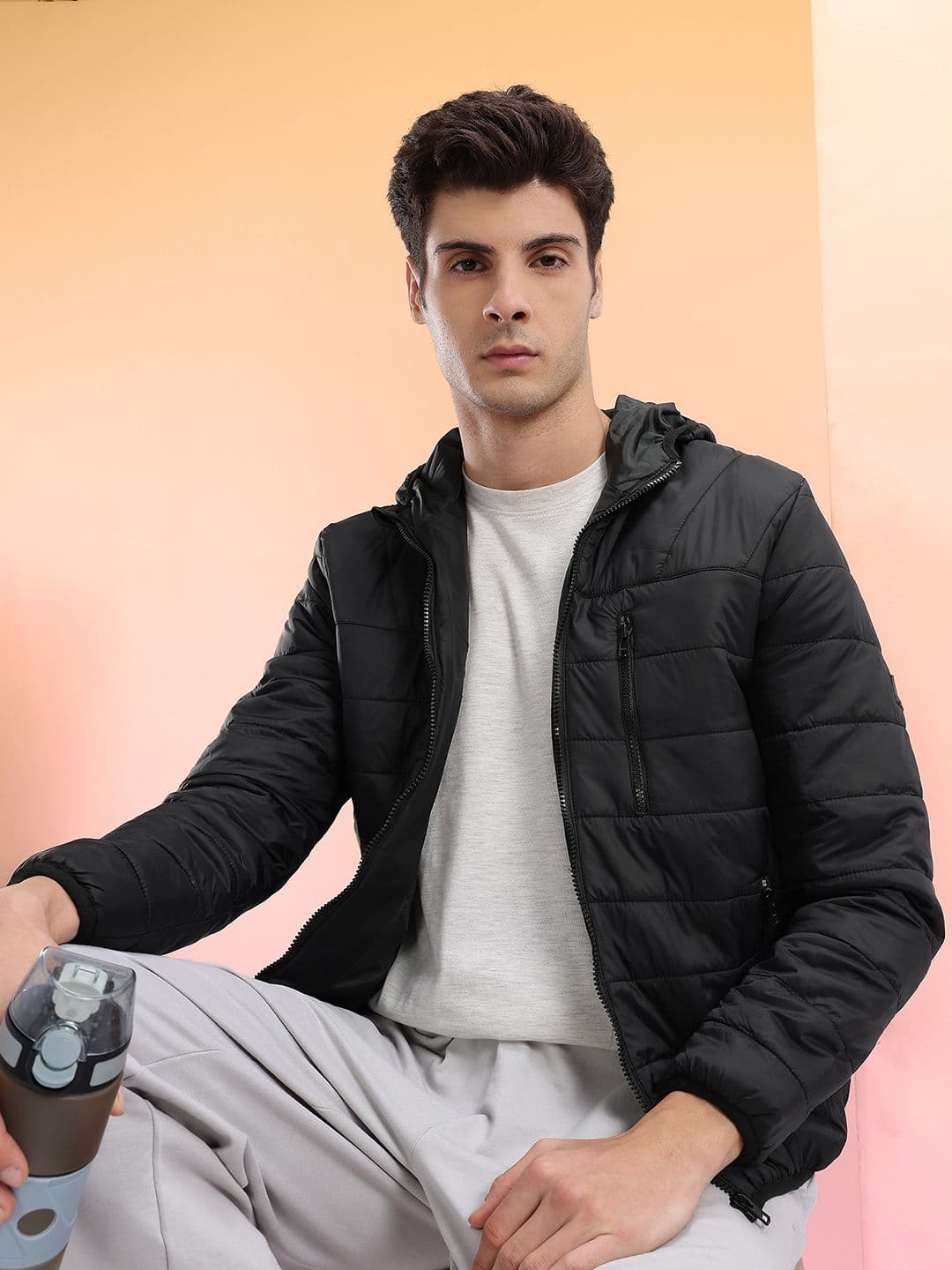 HRX by Hrithik Roshan Solid Hooded Padded Jacket - view 1