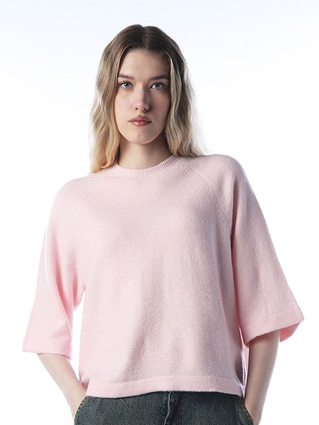 ONLY Women Solid Round Neck Pullover with Fuzzy Detail - view 1