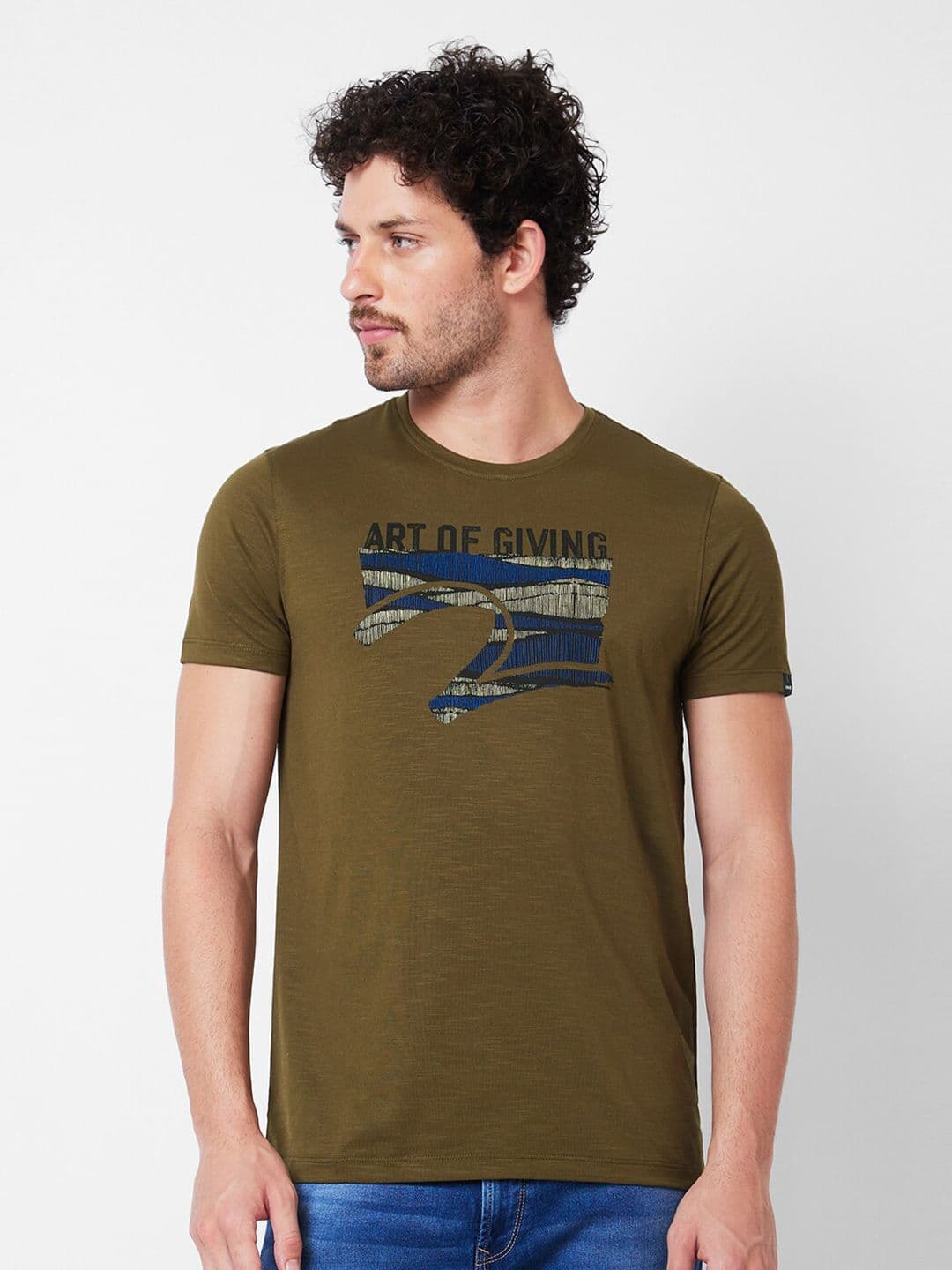 SPYKAR Round Neck Printed Cotton Slim Fit T-shirt - view 1