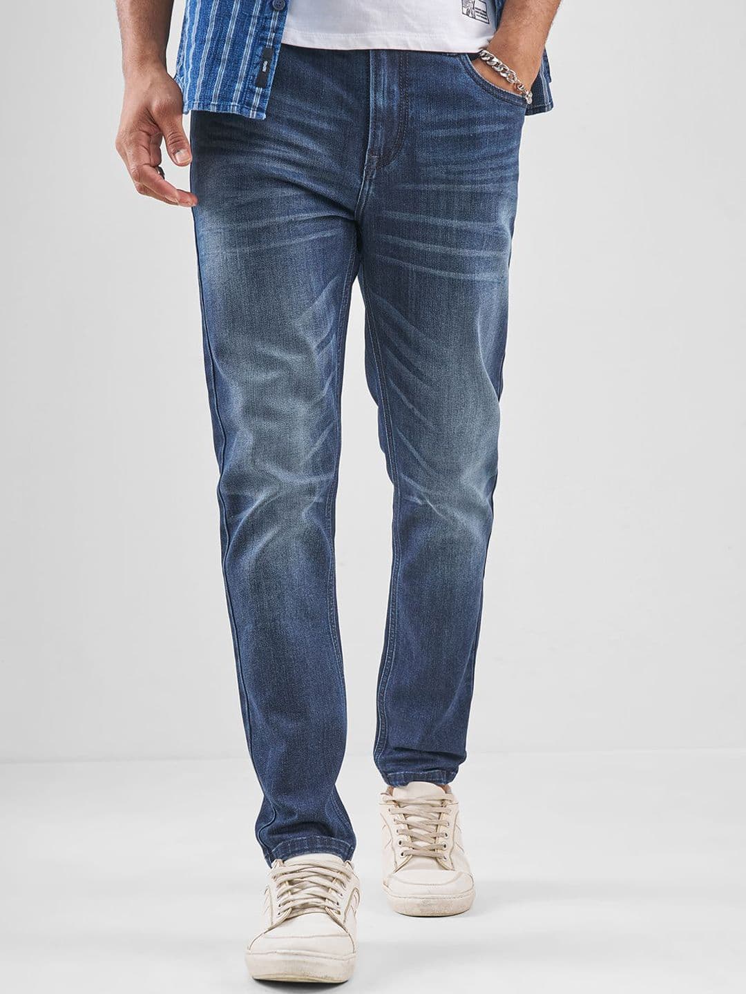HIGHLANDER Men Slim Fit Mid-Rise Light Fade Jeans - view 1