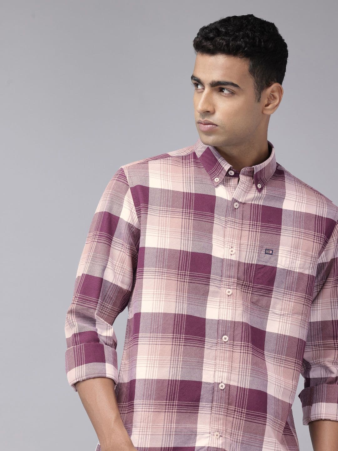 Arrow Sport Manhattan Slim Fit Button-Down Collar Checked Pure Cotton Casual Shirt - view 1