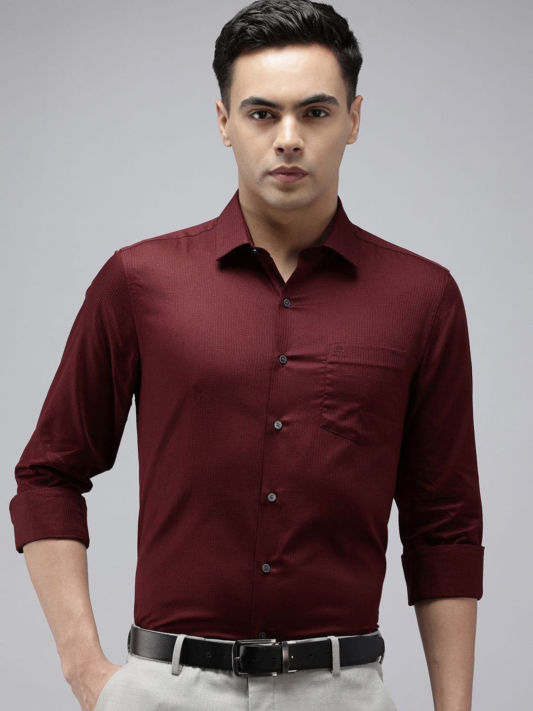 Arrow Pure Cotton Textured Manhattan Slim Fit Formal Shirt - view 1