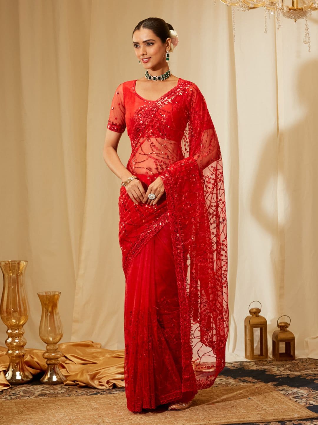 kasee Embellished Sequinned Net Heavy Work Saree - view 1