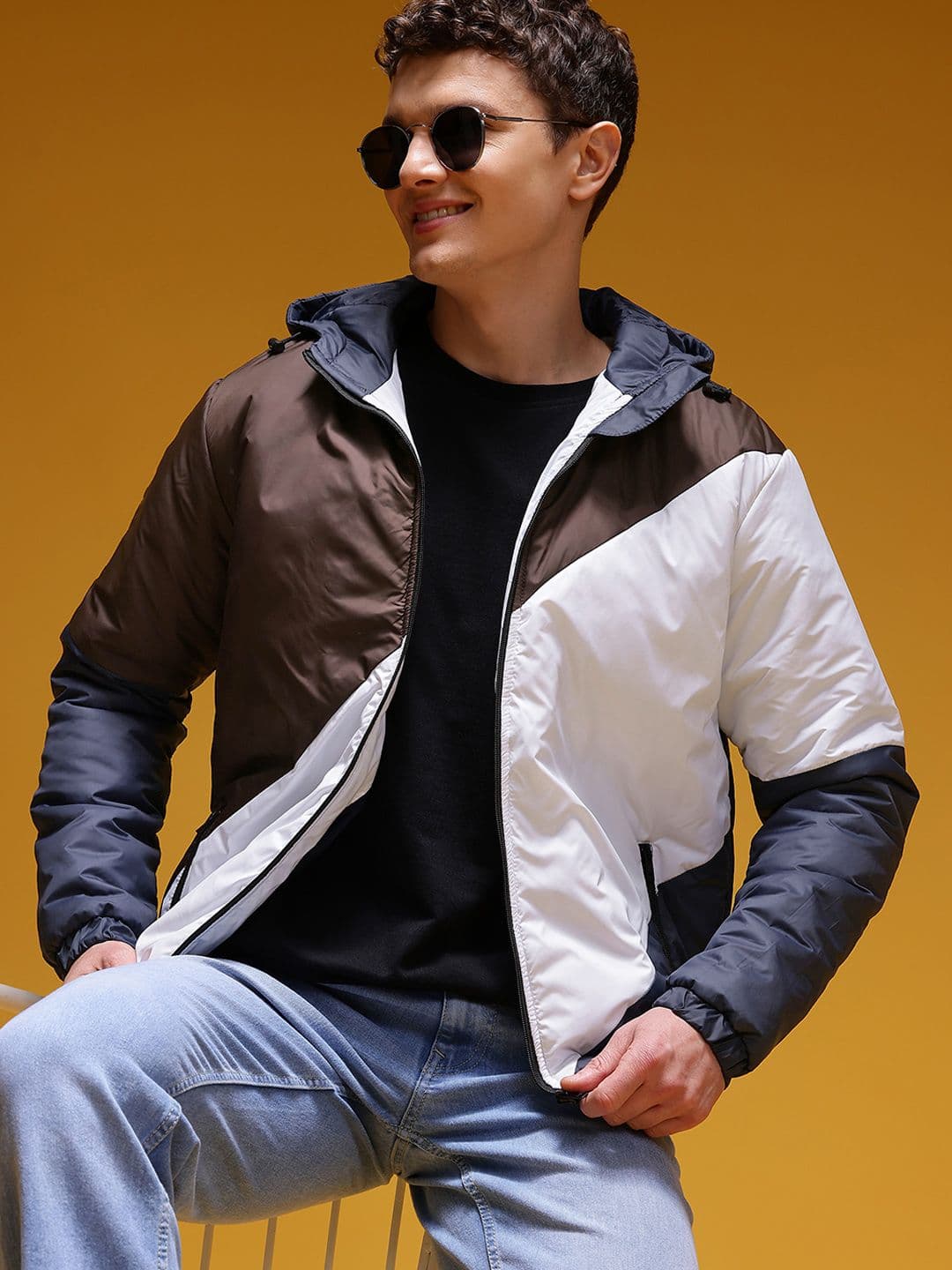 HERE&NOW Men Colorblocked Hooded Padded Jacket - view 1