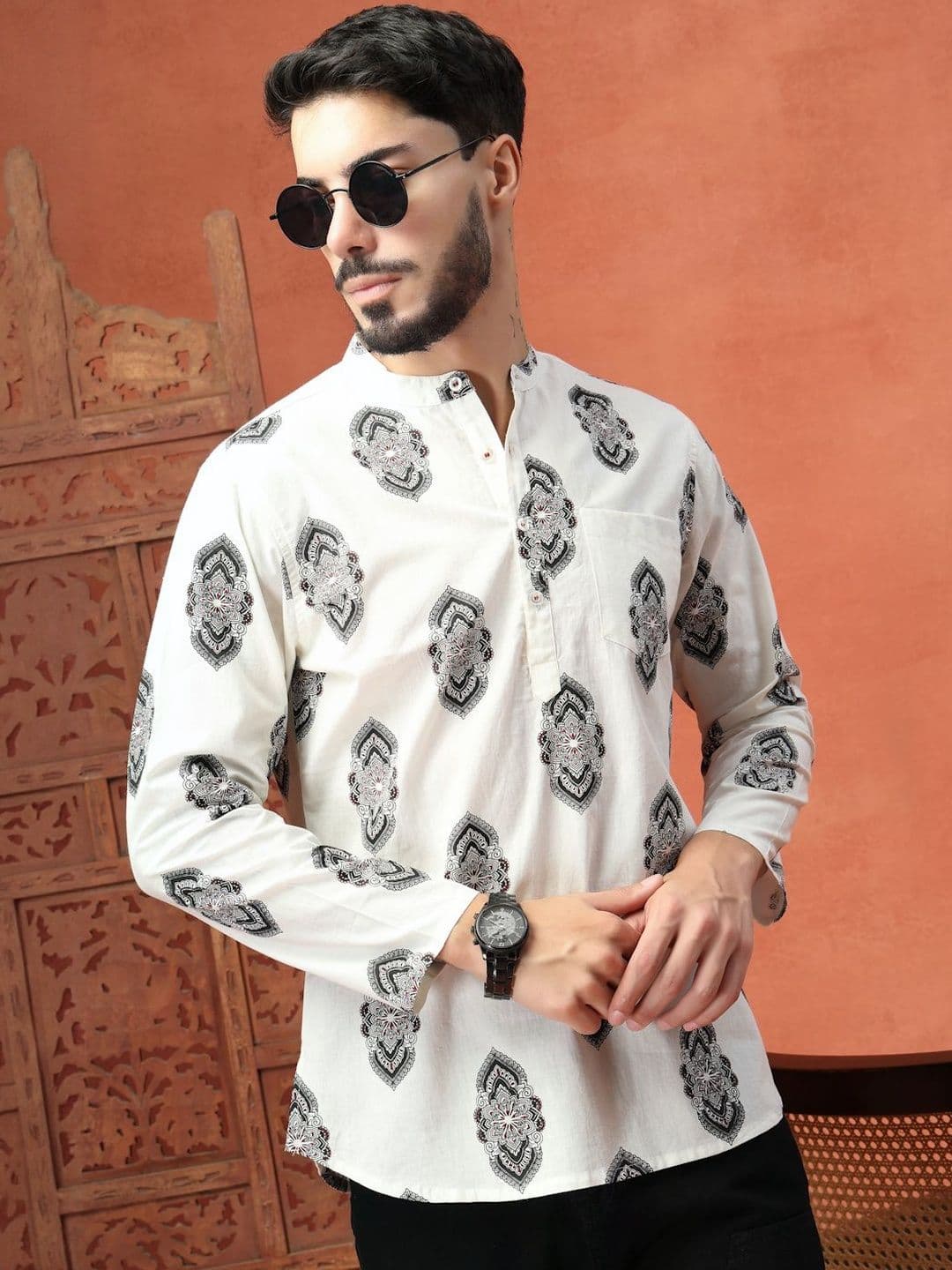 Sangria Floral Pure Cotton Kurta - view 1