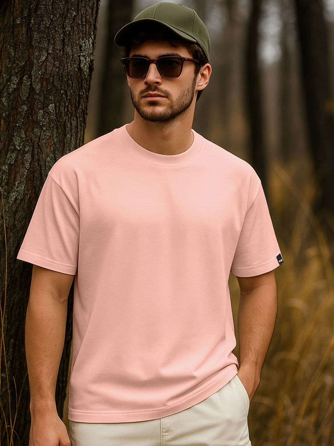 Bewakoof Heavy Duty Men Solid Round Neck Cotton Oversized T-shirt - view 1