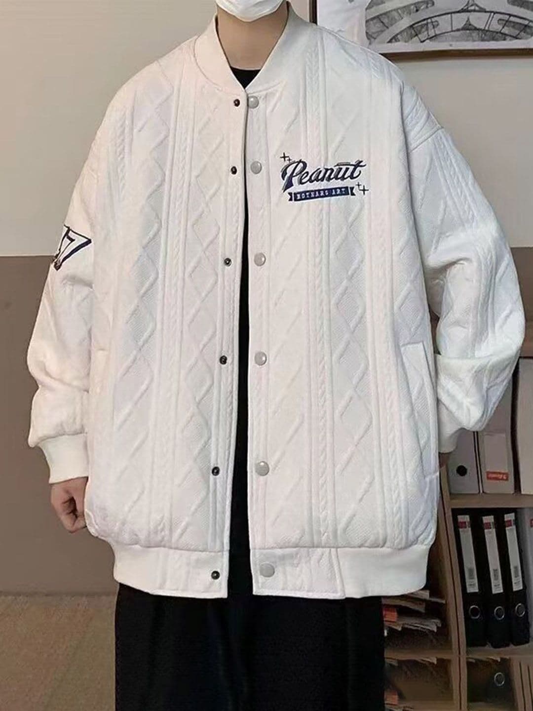 StyleCast x Revolte Peanut Typography Casual Regular Jacket - view 1