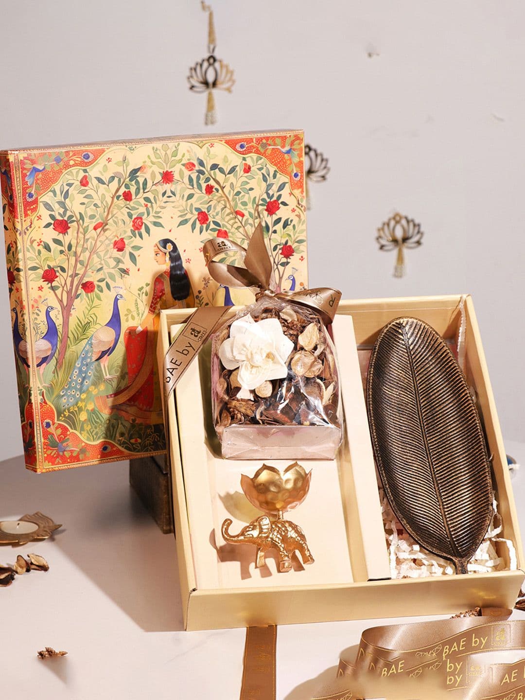 Art Street 4 Pieces Valentine Gift Hamper Box with Mogra Scent Potpourri Glass Candle Tray - view 1