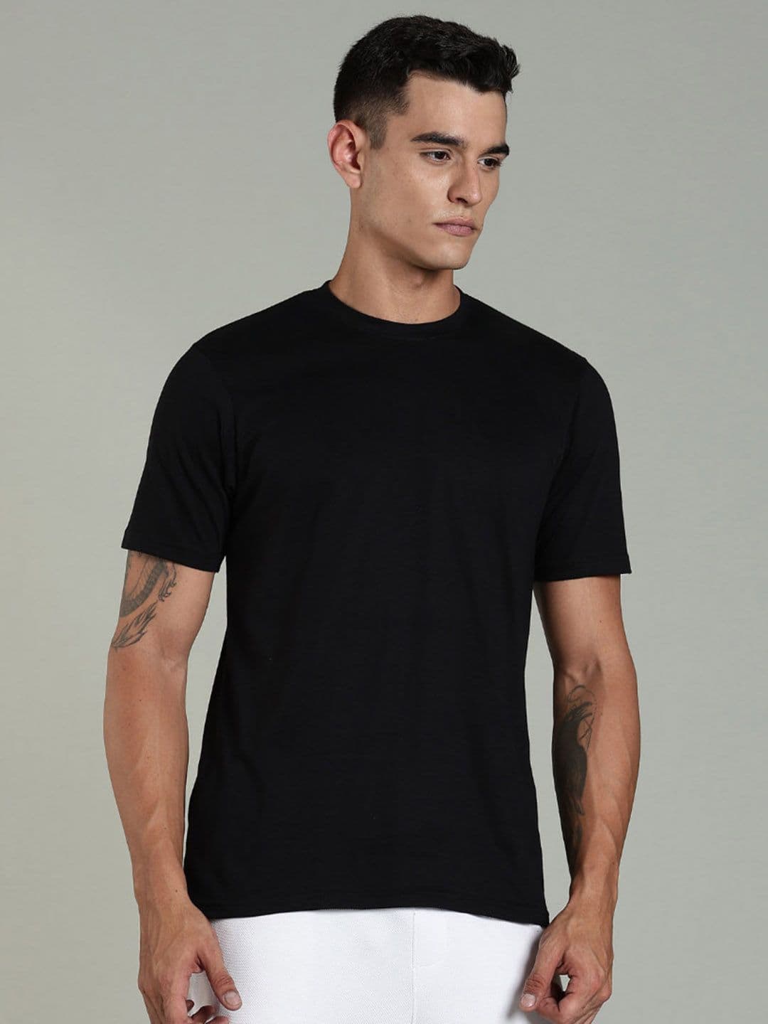 OUTLAWS Men Solid Round Neck Cotton T-shirt - view 1