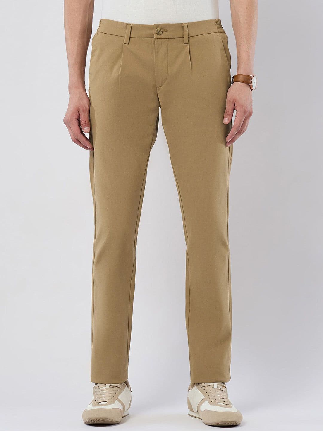 U.S. Polo Assn. Men Solid Straight Fit Pleated Formal Trousers - view 1