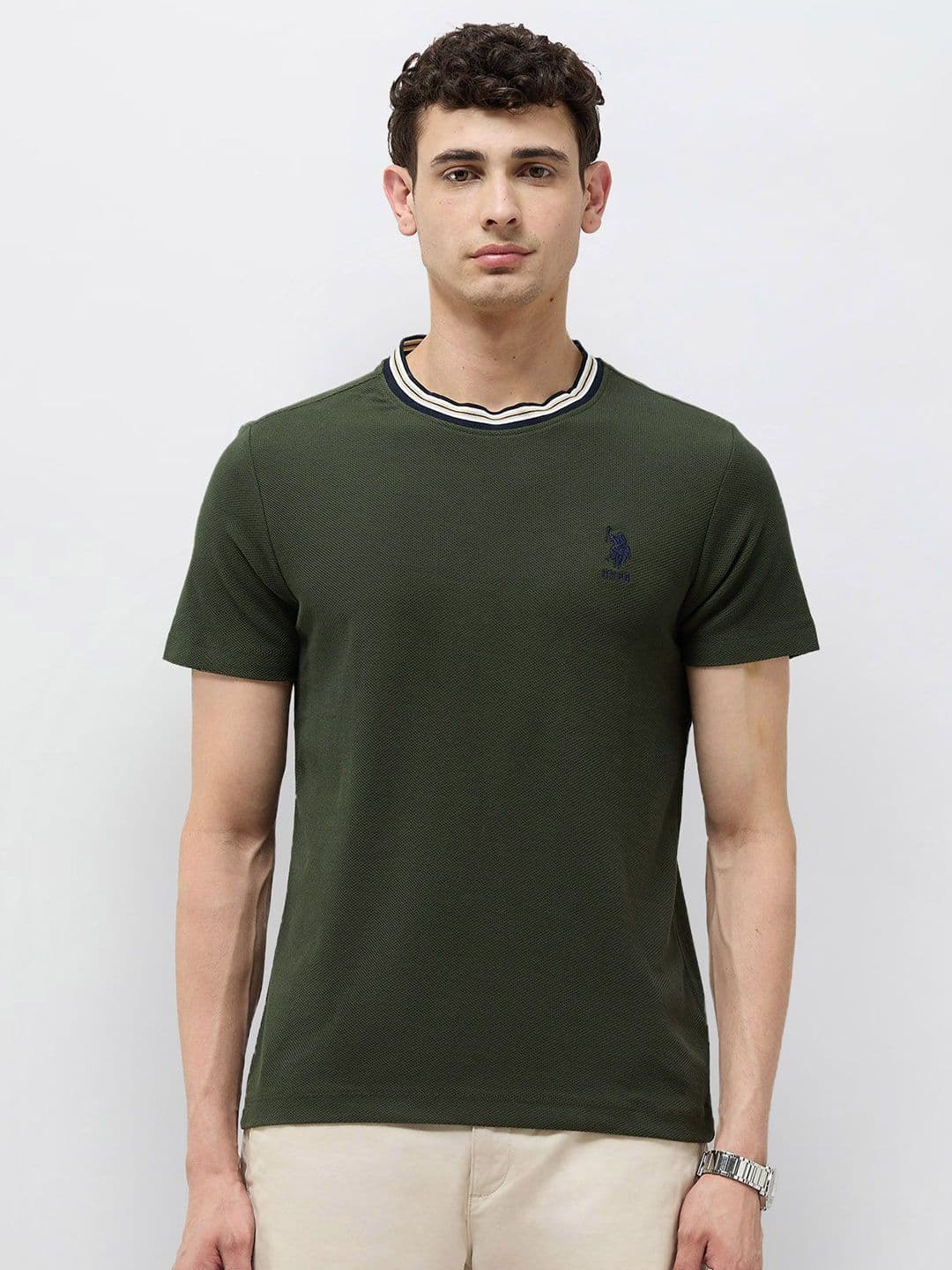 U.S. Polo Assn. Brand Logo Round Neck Pure Cotton T-shirt - view 1