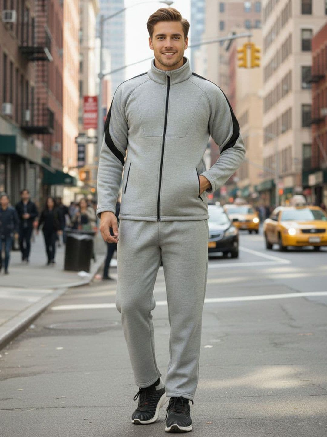 CHKOKKO Men Mock Collar Running Zipper Track Suit - view 1