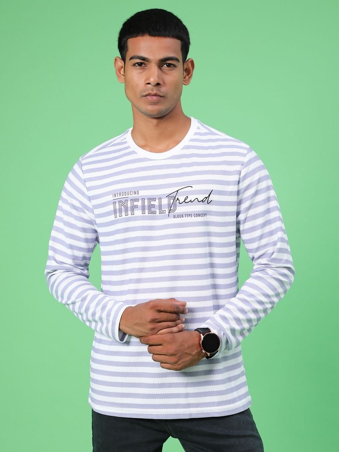 V-Mart Striped Round Neck Cotton T-Shirt - view 1