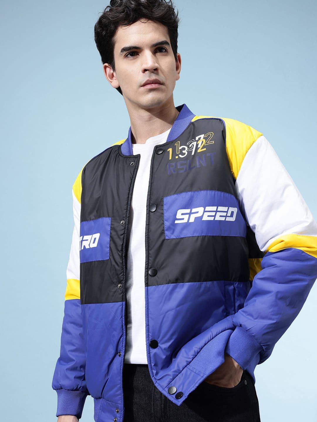 glitchez Men Colourblocked Varsity Jacket - view 1