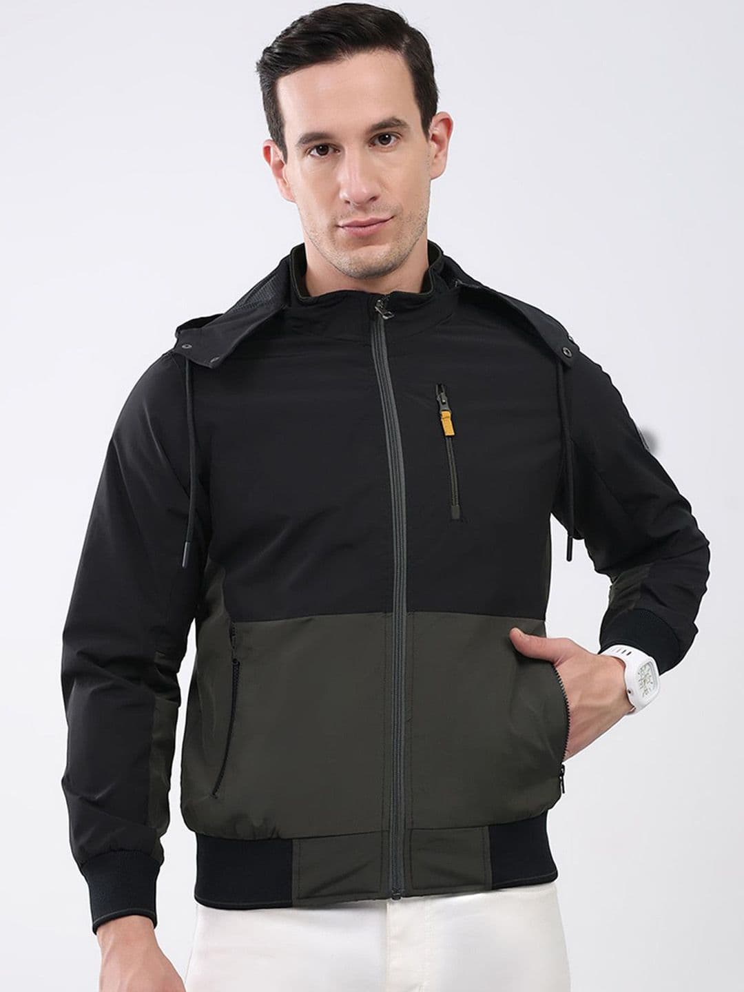 Monte Carlo Men Hooded Colourblocked Bomber Jacket - view 1