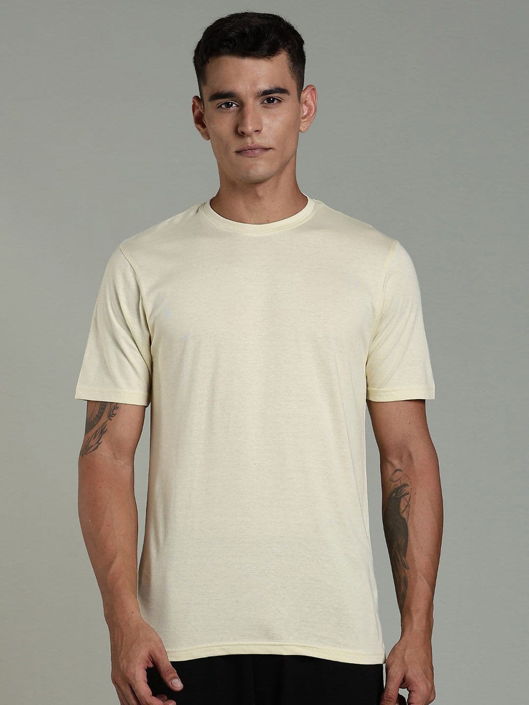 OUTLAWS Men Solid Round Neck Cotton T-shirt - view 1