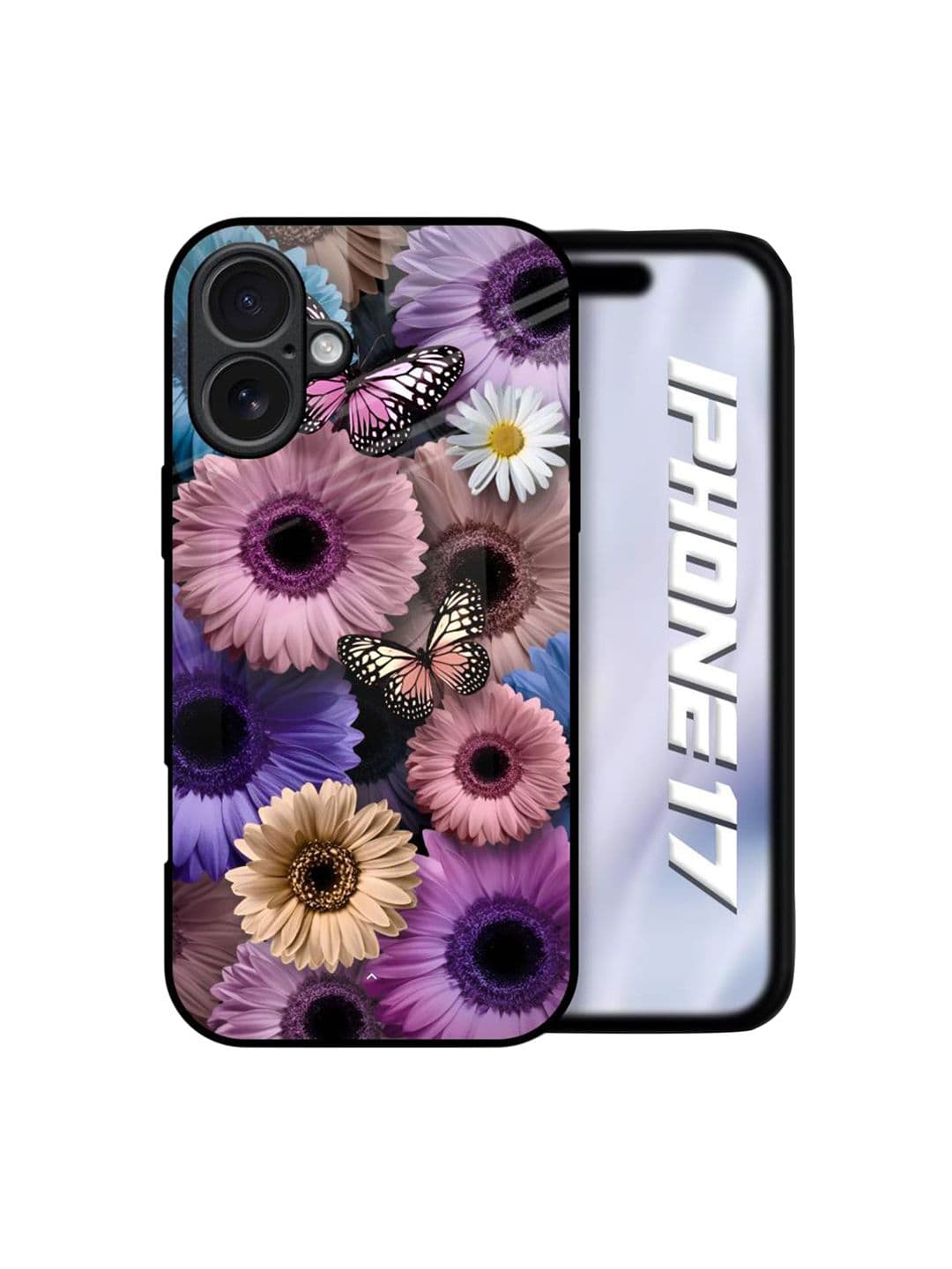 QRIOH Unisex iPhone 17 Butterfly Garden Impact Resistant Back Case - view 1