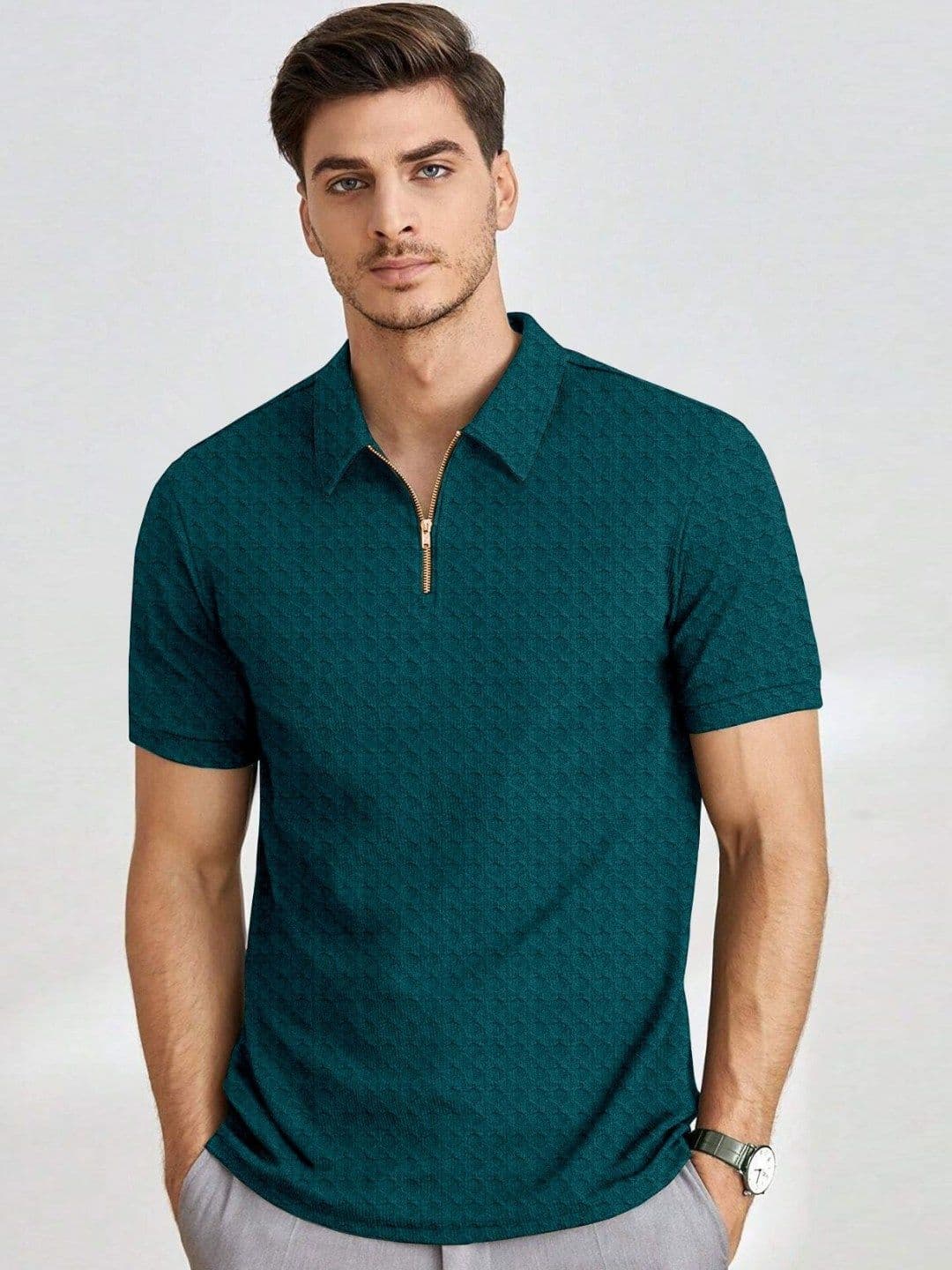 KAJARU Self Design Polo Collar T-Shirt - view 1