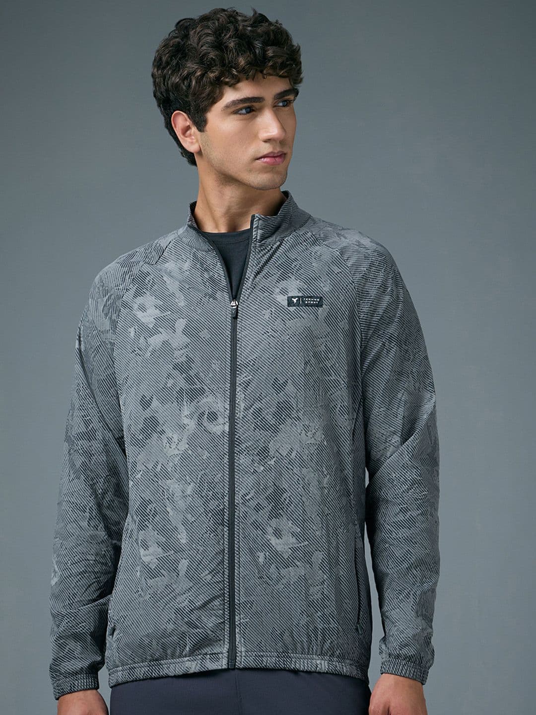 Technosport Men Mock Collar Abstract Printed Lightweight Sporty Jacket - view 1