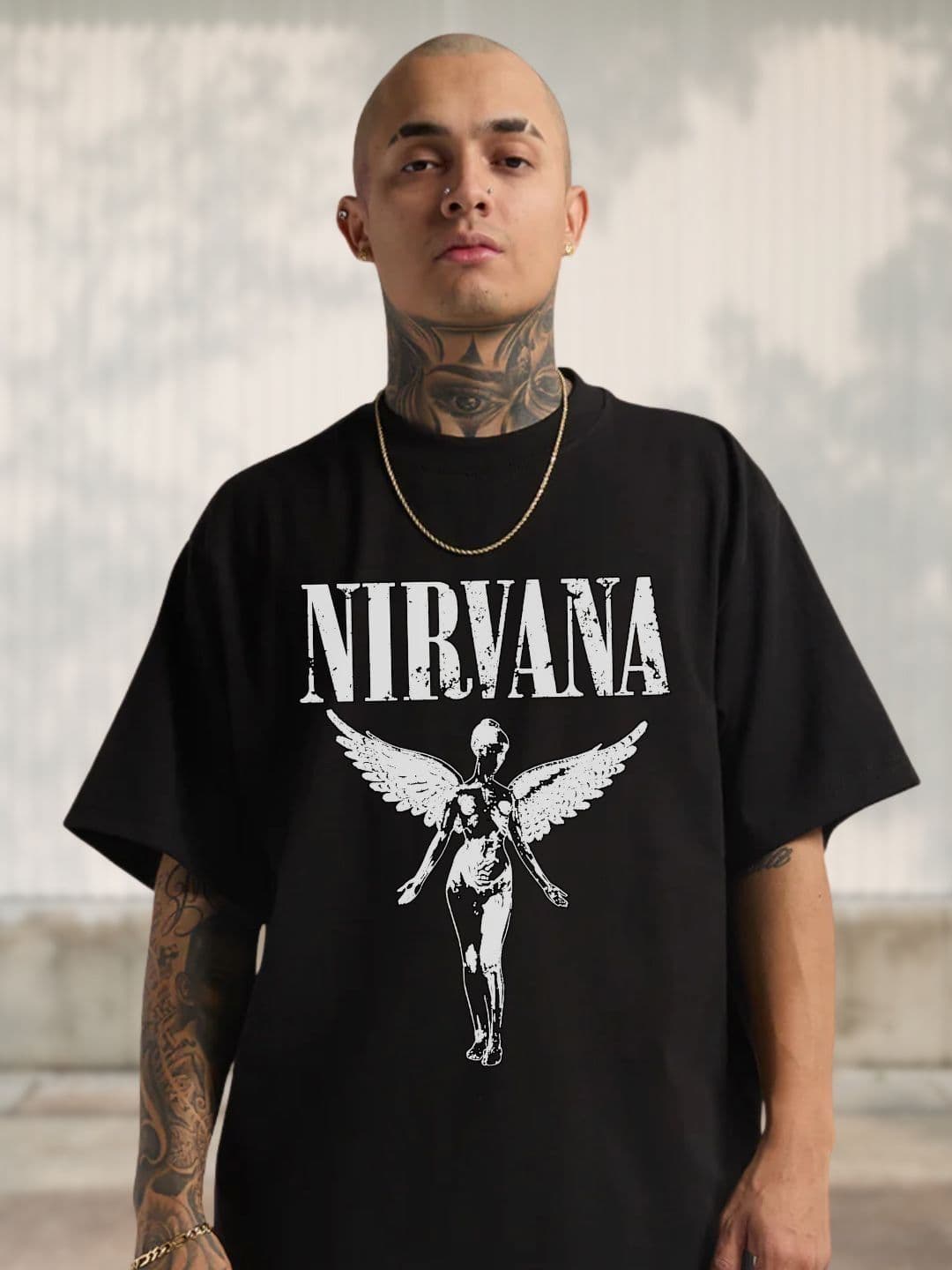 Cool Plus Men Nirvana Graphic Printed Round Neck Cotton Oversized T-shirt - view 1