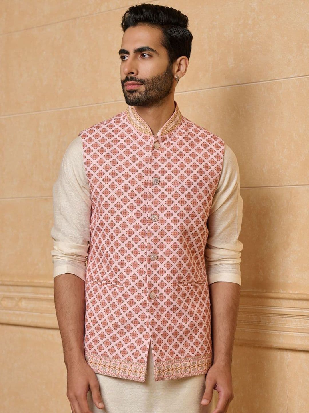Tasva Floral Printed Bundi Nehru Jacket - view 1