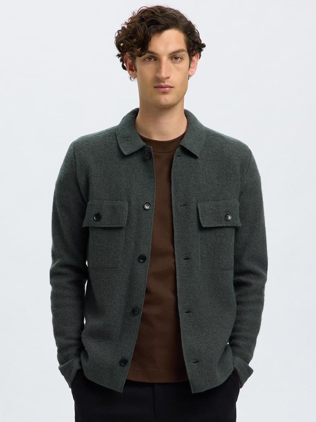 SELECTED Men Spread Collar Self Design Tailored Jacket - view 1
