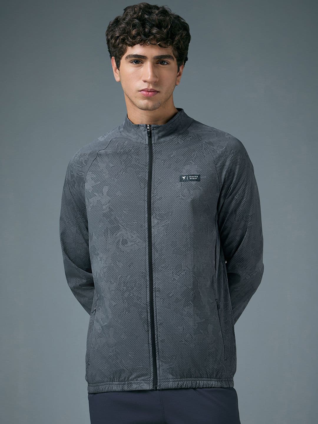 Technosport Men Mock Collar Abstract Printed Lightweight Sporty Jacket With TS FLEXI - view 1