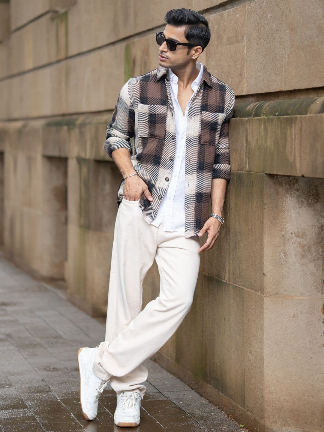Powerlook SS25 Twill Tartan Checked Spread Collar Casual Shirt - view 1