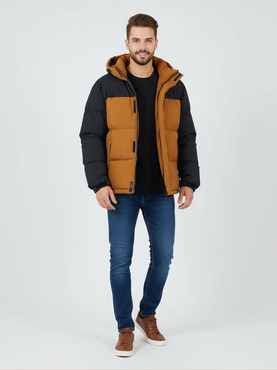 Mast & Harbour Colourblocked Hooded Padded Jacket - view 1