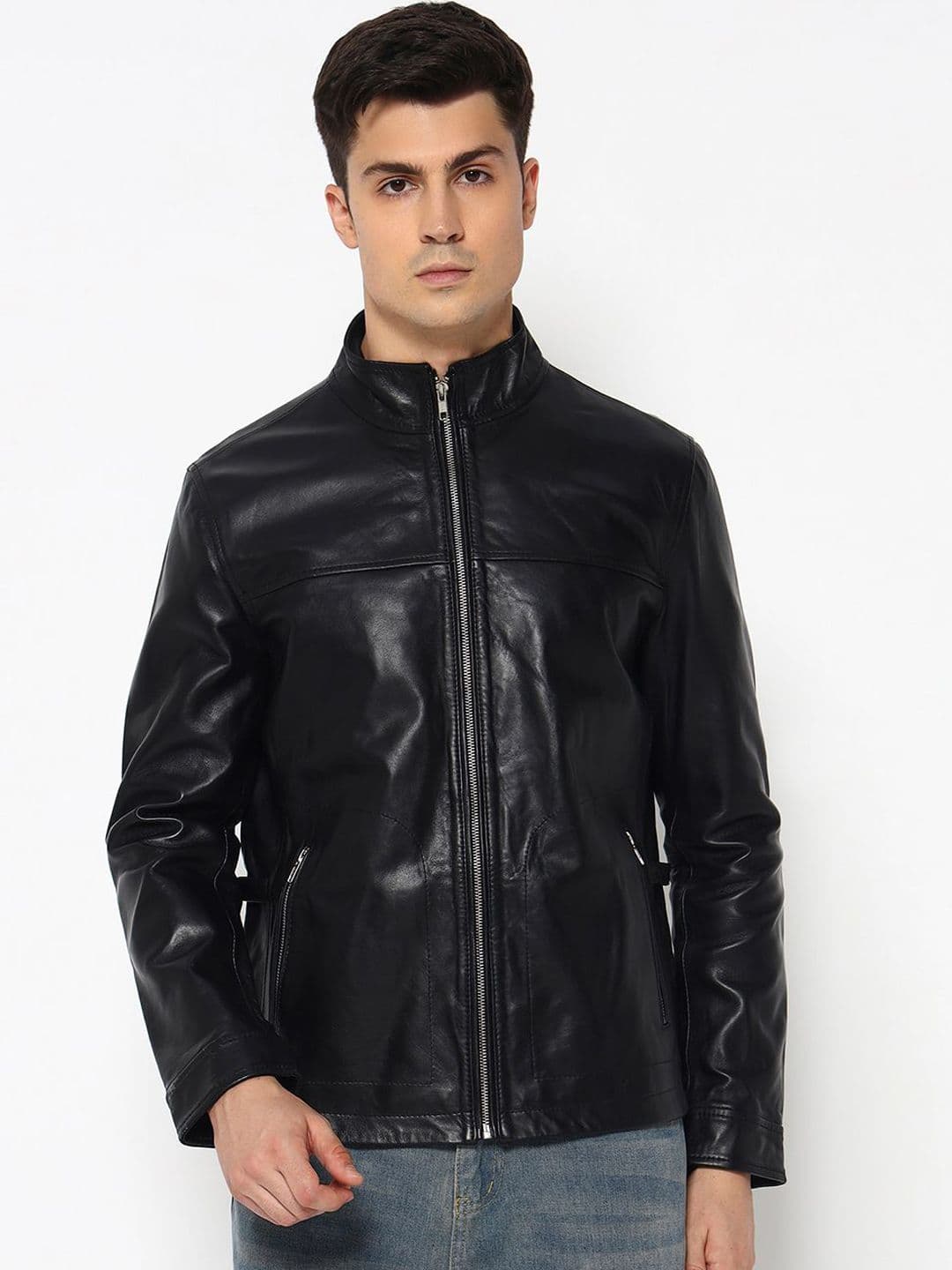MaheTri Men's Sleek Black Leather Jacket - view 1