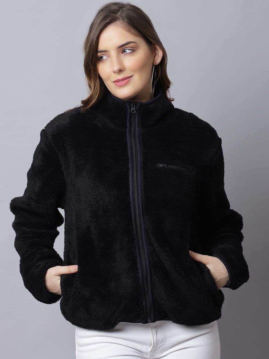CORSICA Women Black Faux Fur Tailored Jacket - view 1