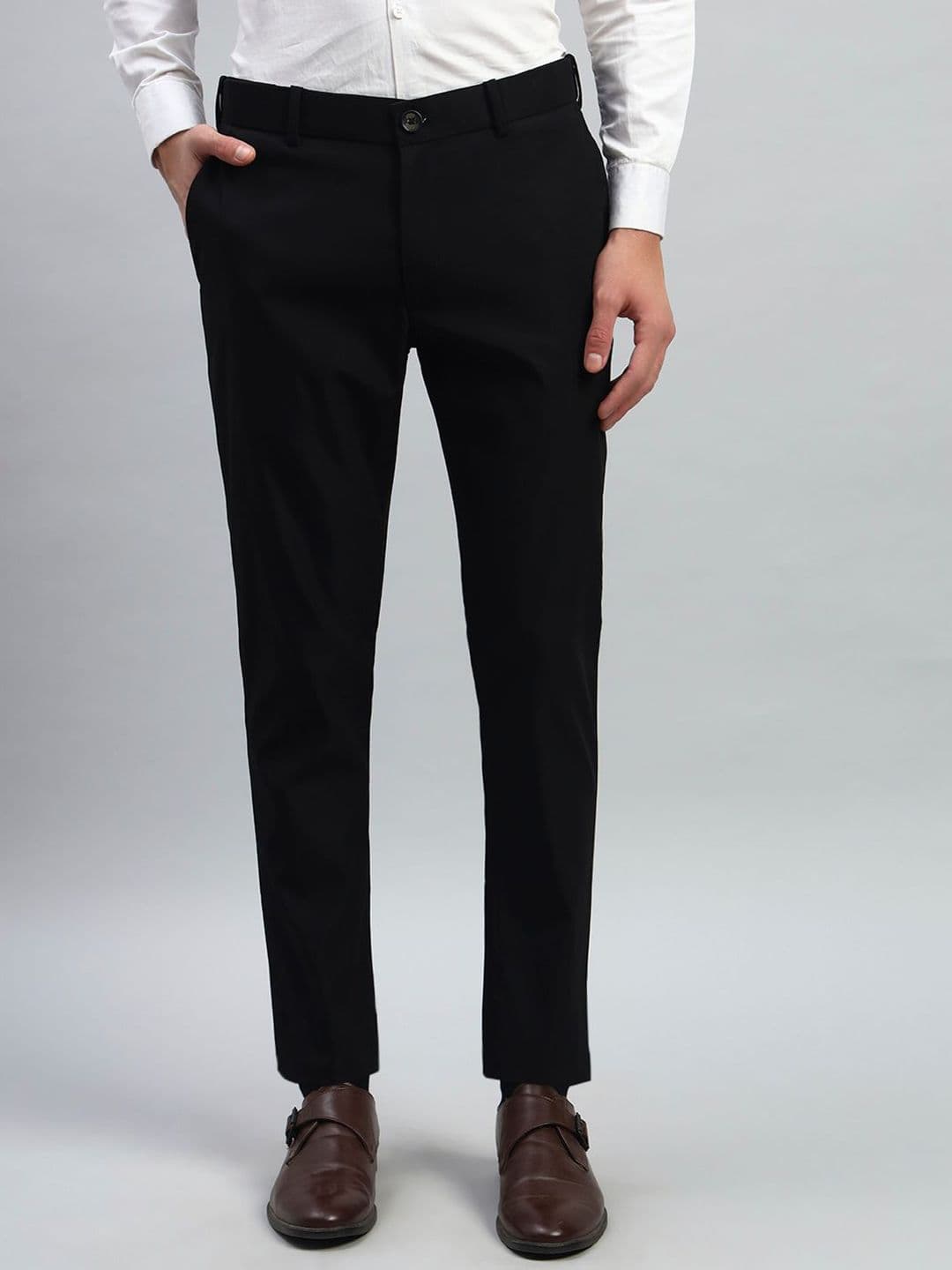 AXNIS Men Solid Slim Fit Wrinkle-Resistant Formal Trousers with Stretchable Waistband - view 1