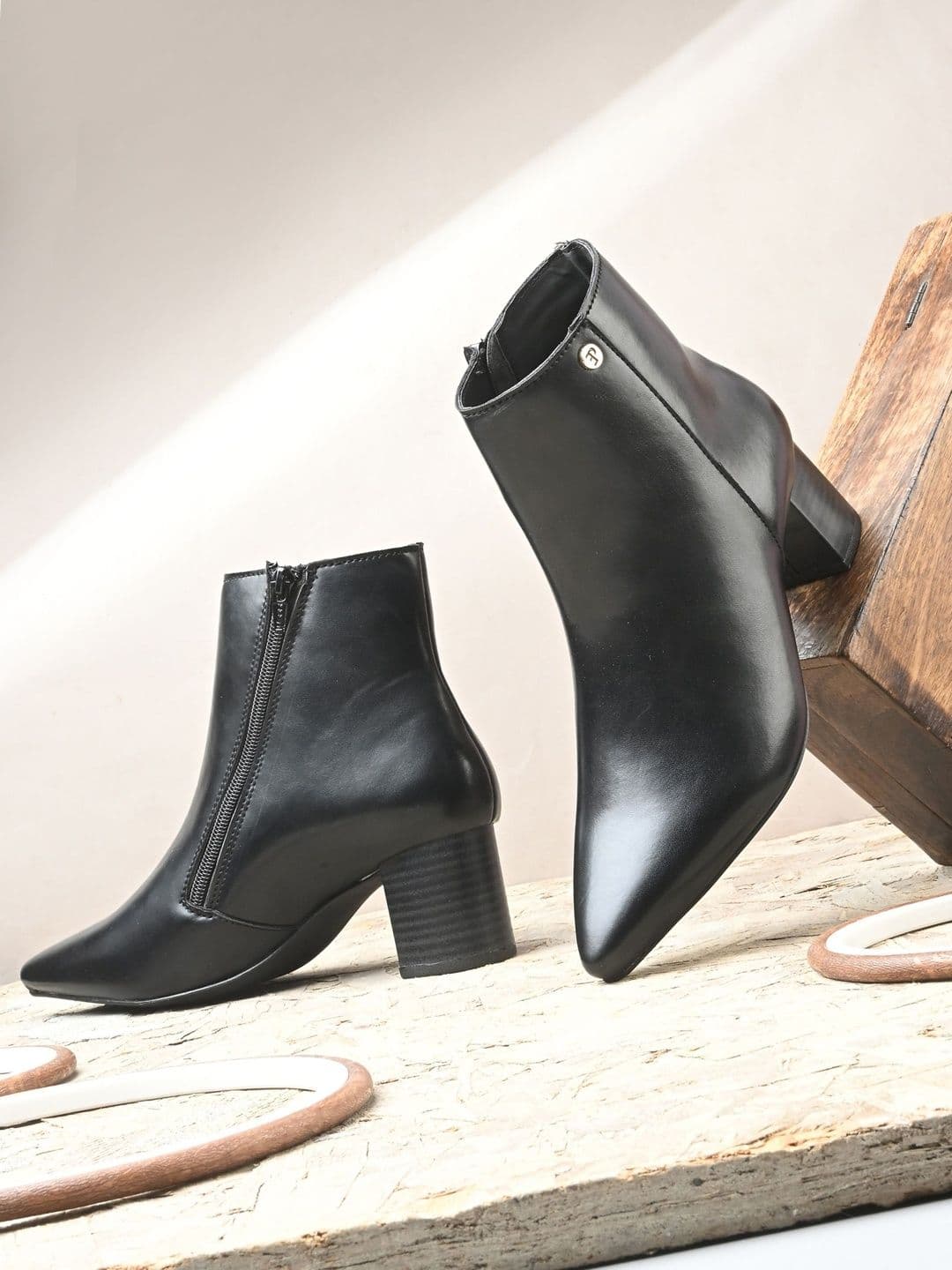 El Paso Women Black Solid Synthetic Trendy Ankle Pointed Shape Boots - view 1