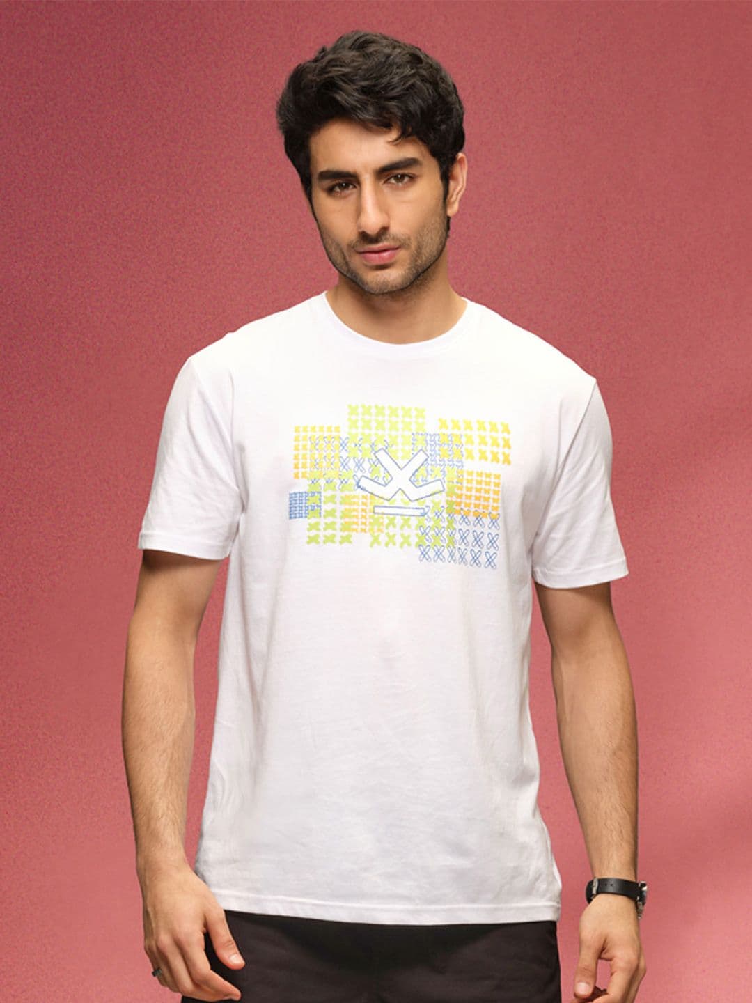 WROGN Men Graphic Printed Round Neck Cotton Slim Fit T-shirt - view 1