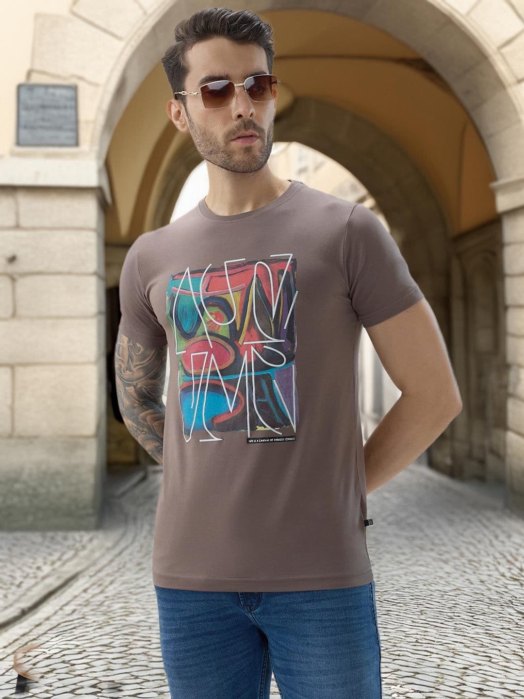 Status Quo Men Graphic Printed Round Neck Cotton T-shirt - view 1