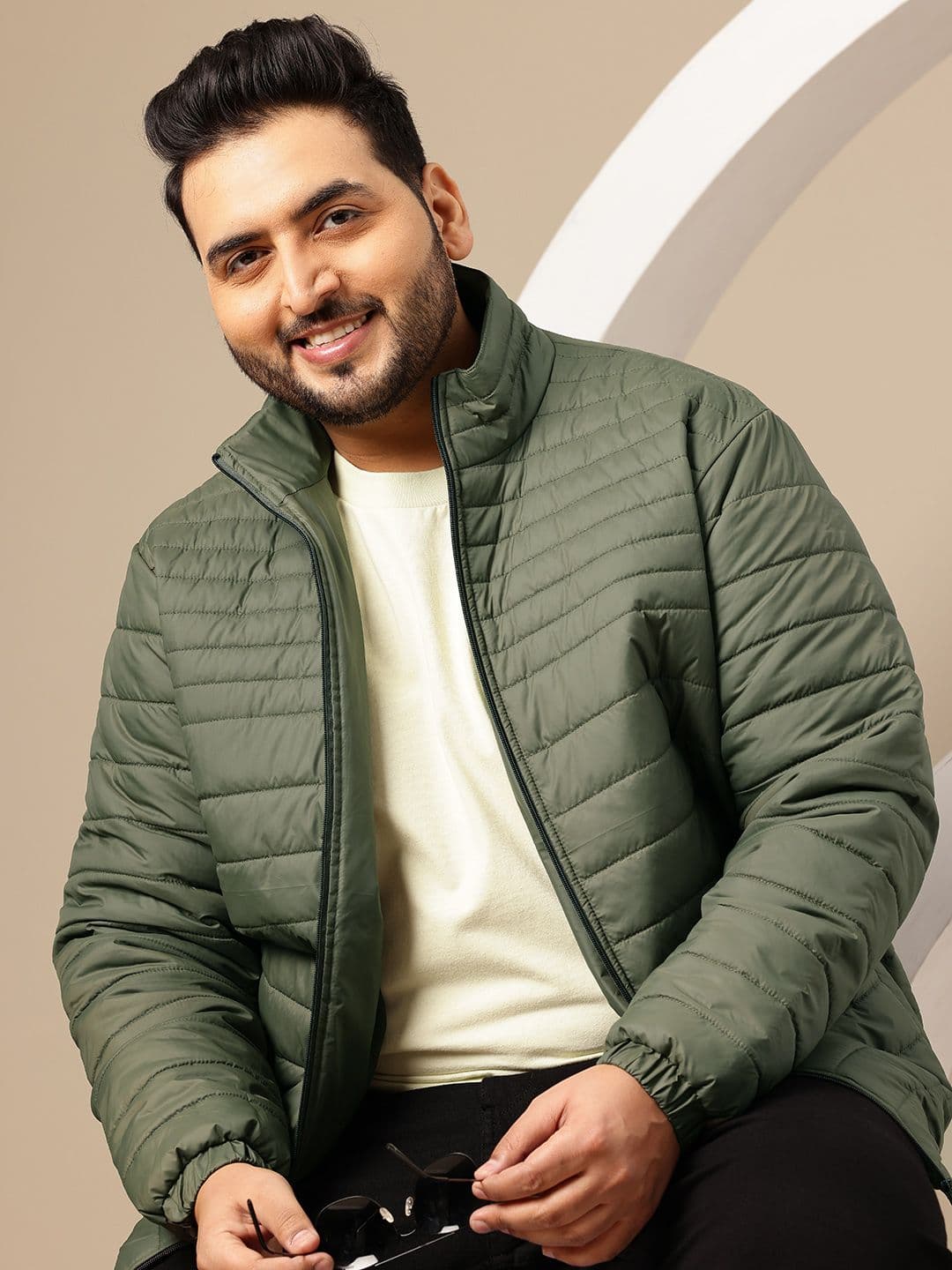 Sztori Plus Size Mock Collar Padded Jacket - view 1