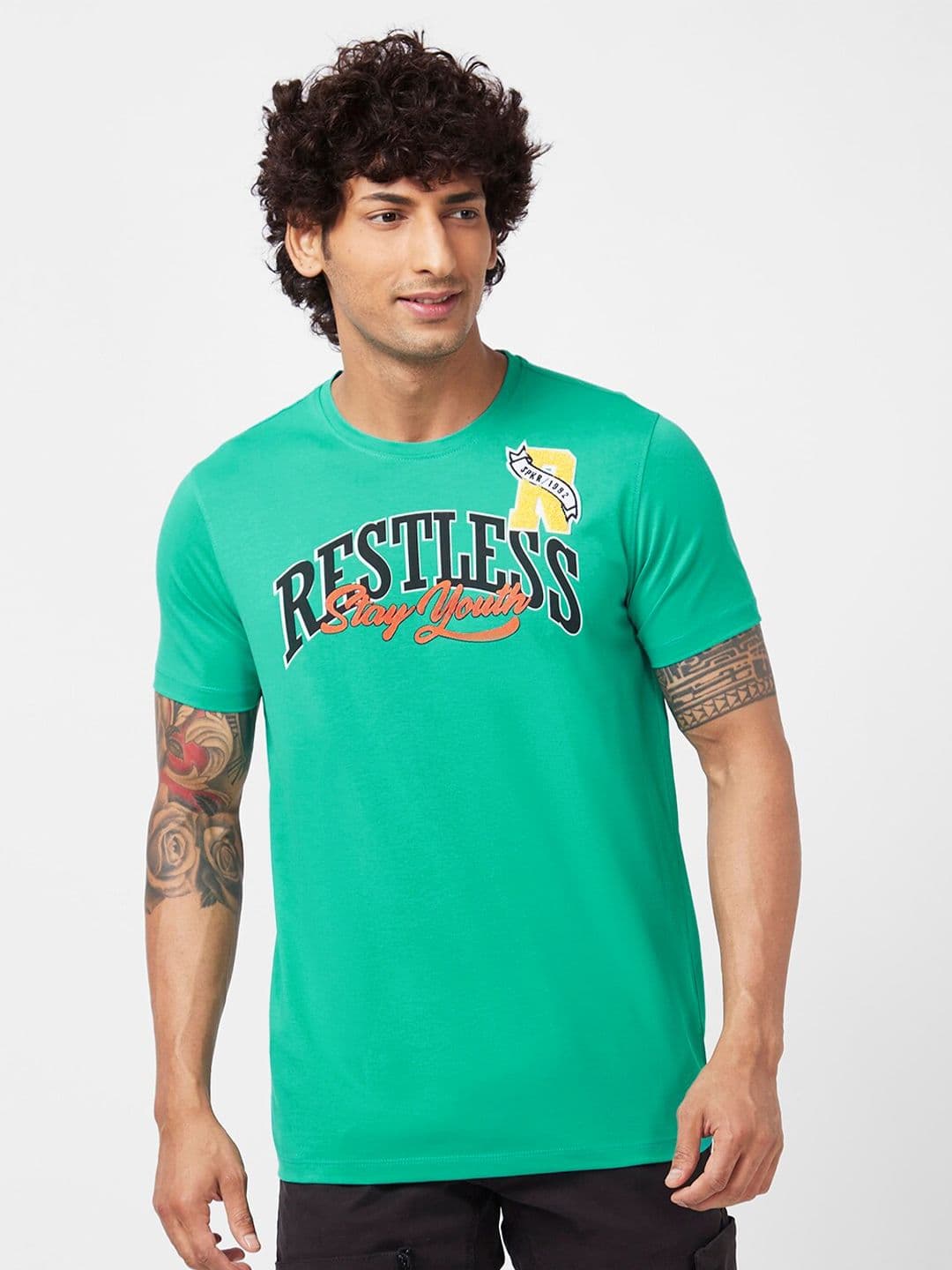 SPYKAR Typography Printed Slim Fit Casual T-Shirt - view 1