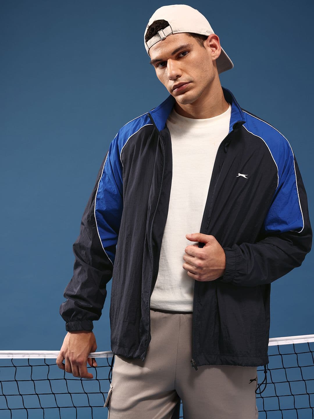 Slazenger Colourblocked Mock Collar Athleisure Sporty Oversized Jacket - view 1