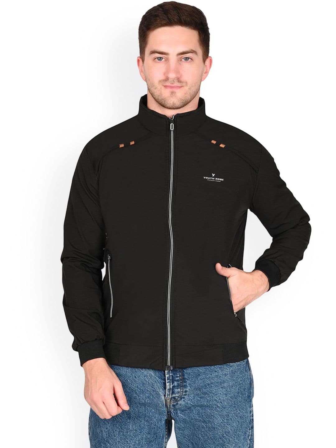 YOUTH ROBE Men Stand Collar Solid Lightweight Sporty Jacket - view 1