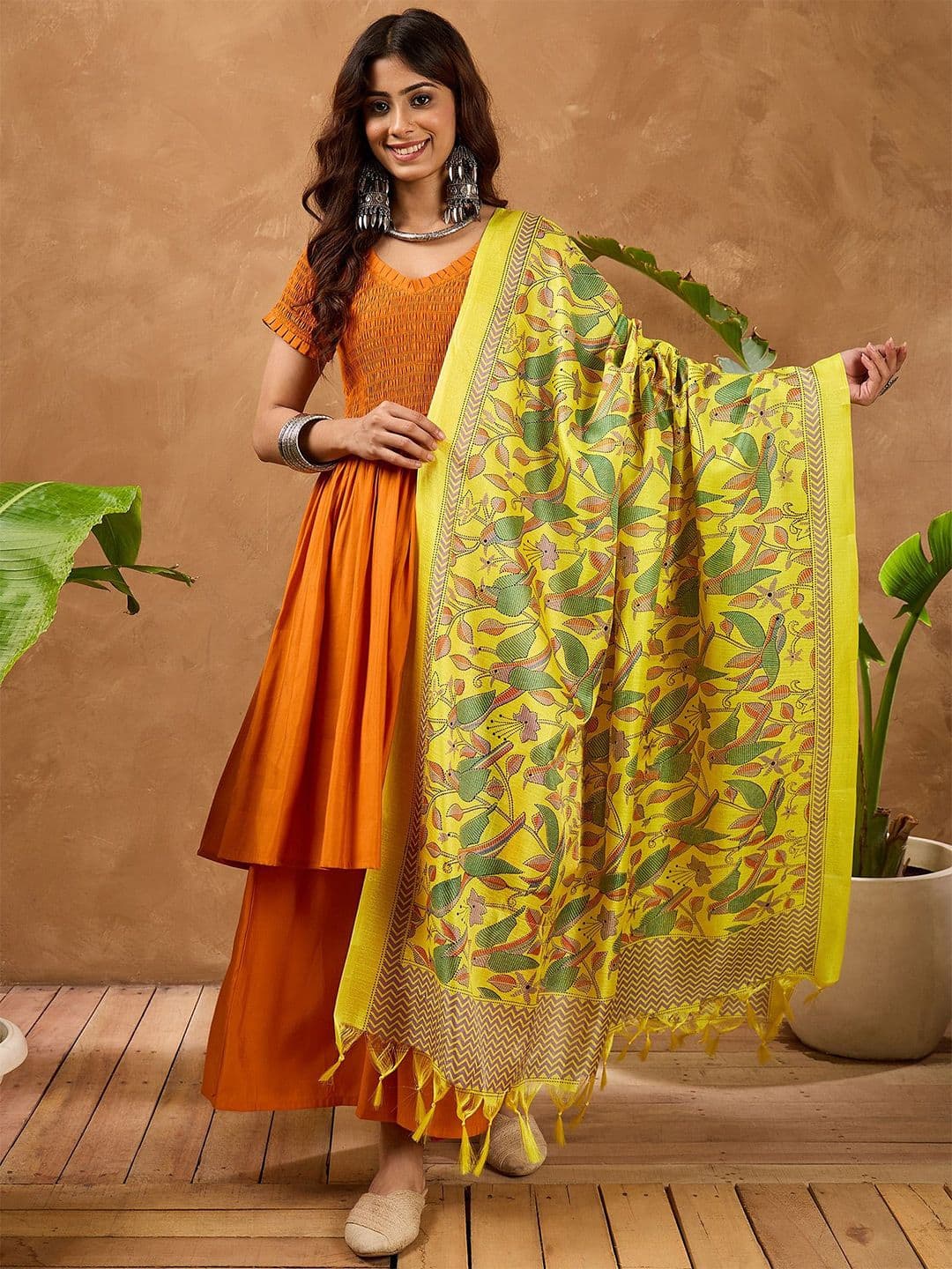 InWeave Abstract Printed Tasselled Dupatta - view 1